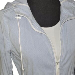 Tommy Hilfiger blue and white striped utility hooded jacket Size M